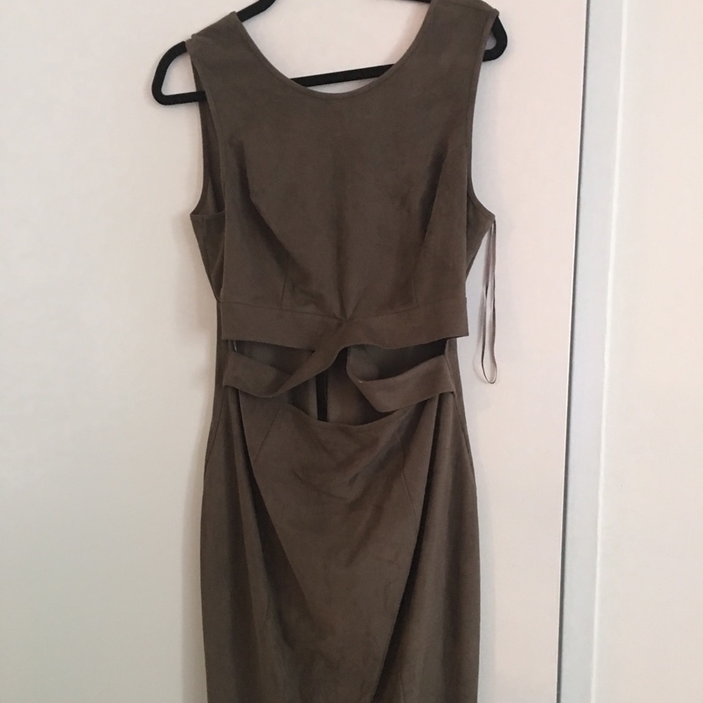 This is a Suede brown taupe color dress